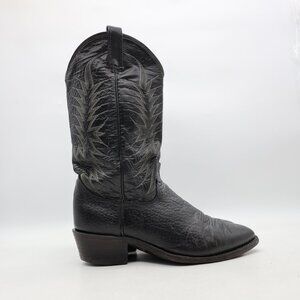 Dan Post Men's 9.5 D Black Bullhide Leather Cowboy Western Boots Pull On USA
